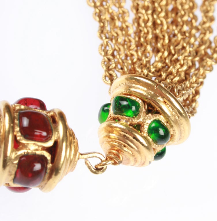 CHANEL Multiple Chain Necklace with Poured Glass Cabochons 1