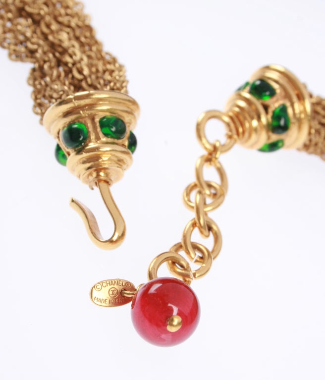 CHANEL Multiple Chain Necklace with Poured Glass Cabochons 2