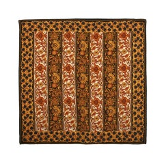 CHANEL Silk Scarf in Warm Brown Tones and Jewelled Border