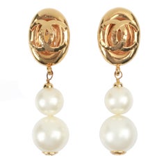 Chanel Logo Earrings with stacked Pearls