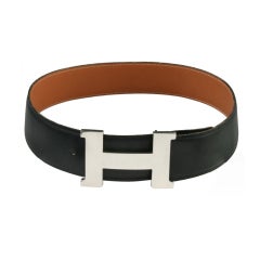 Black Hermes Large "H" Belt