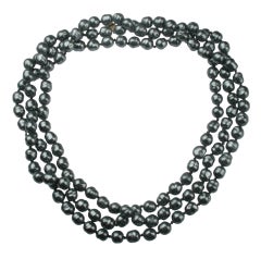 CHANEL Long Black Baroque Pearl Necklace