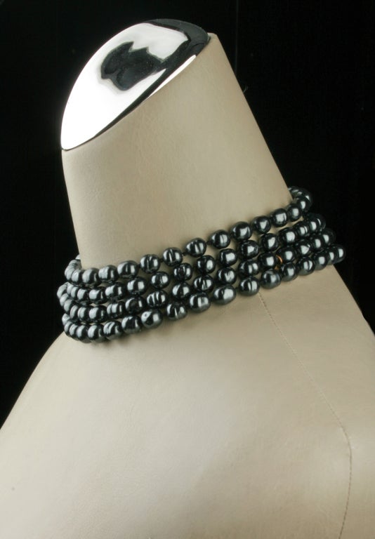 Women's CHANEL Long Black Baroque Pearl Necklace