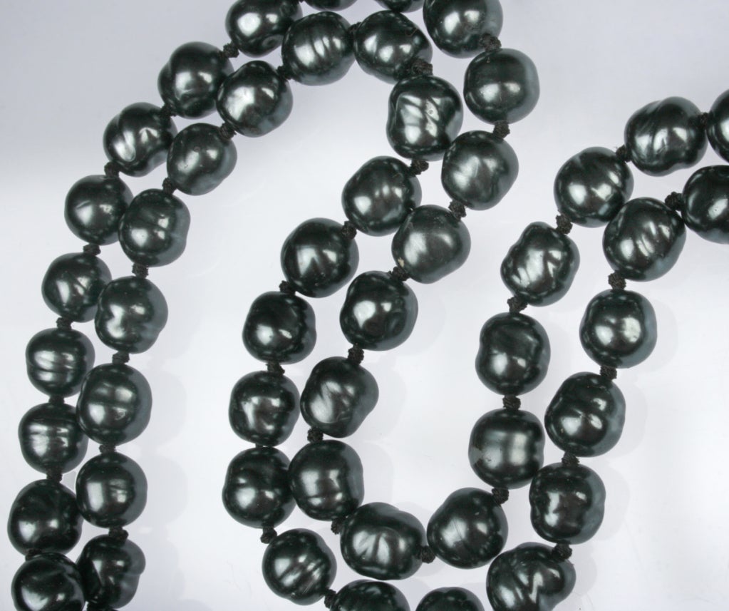 CHANEL Long Black Baroque Pearl Necklace 2