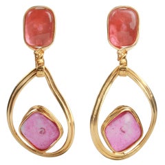 CHANEL Abstracted Hoop and Gripoix Earrings CHANEL Abstracted Hoop and Gripoix Earrings