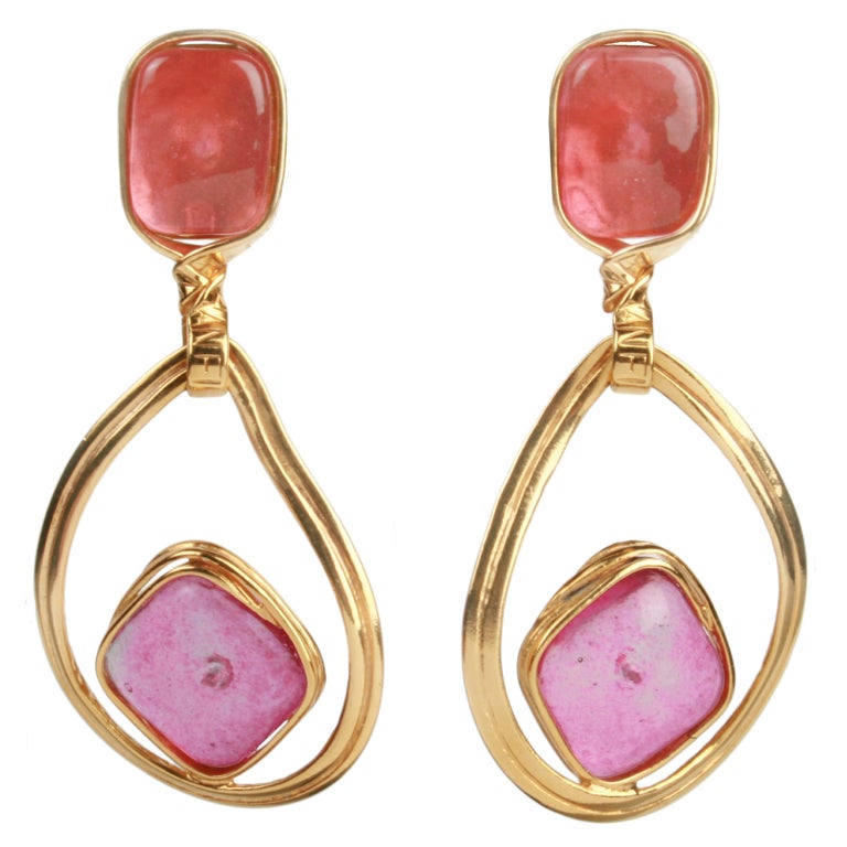 CHANEL Abstracted Hoop and Gripoix Earrings