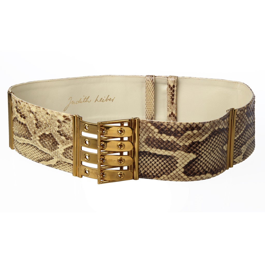 Exceptional Wide Python Belt by Judith Leiber In Excellent Condition In Chicago, IL