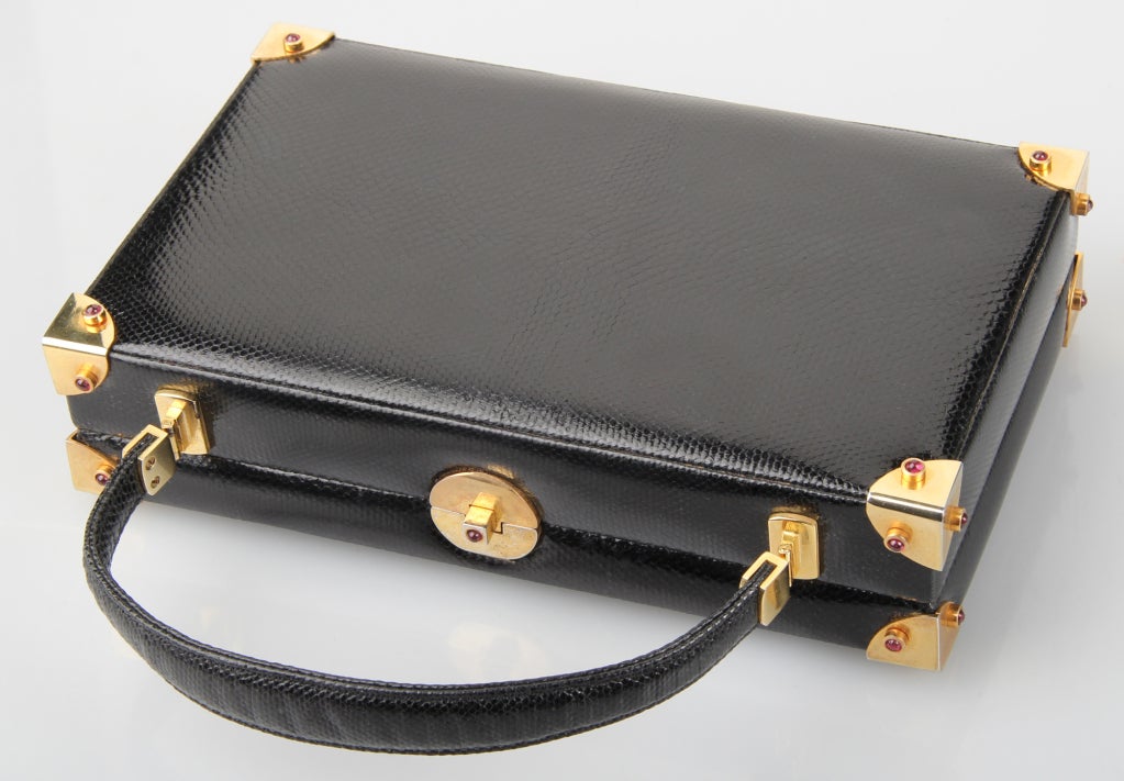 Judith Lieber Lizard "Briefcase"  Handbag Great Hardware