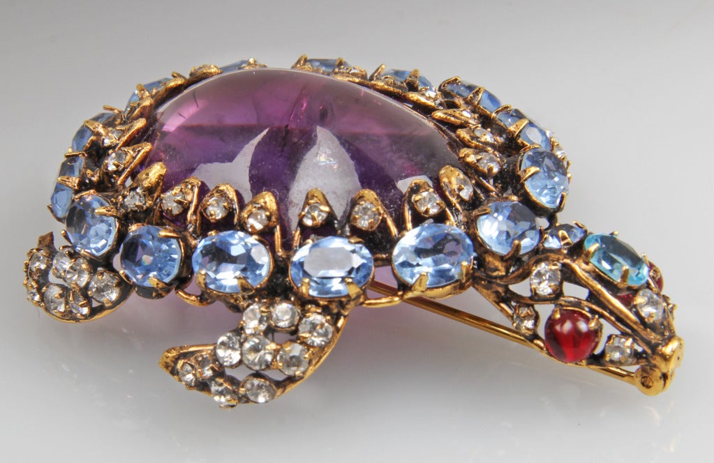 Jewelled Tortoise Brooch by Iradji Moini In Good Condition In Chicago, IL