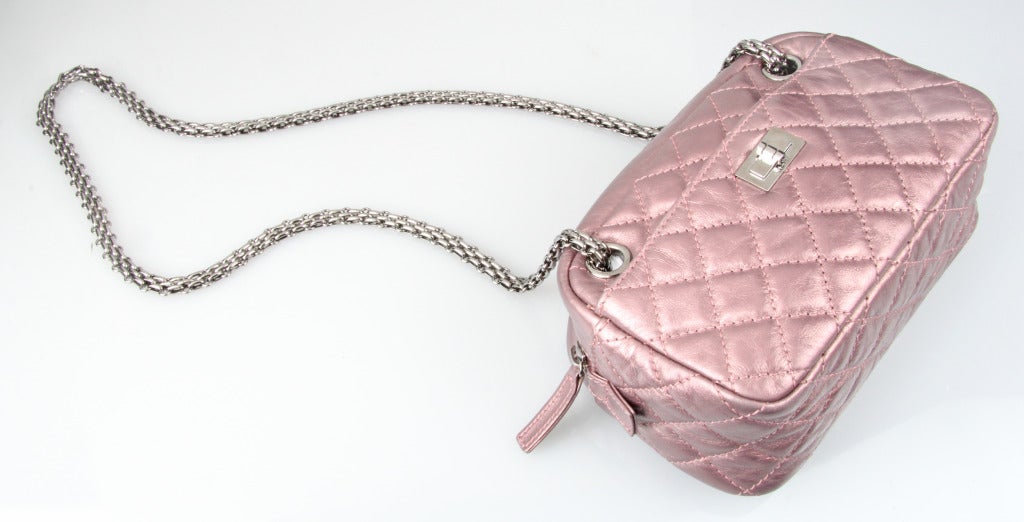 Women's CHANEL Quilted  Pink Metallic Leather 