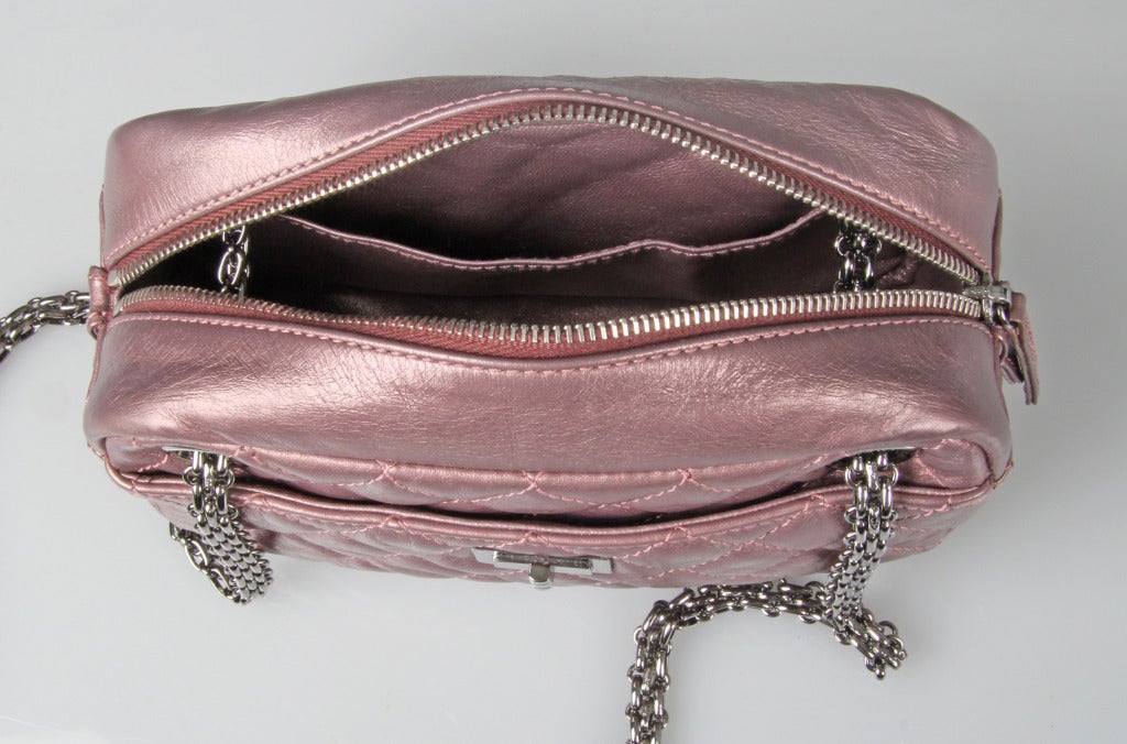 CHANEL Quilted  Pink Metallic Leather 