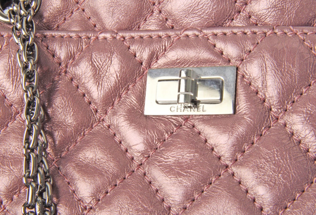 CHANEL Quilted  Pink Metallic Leather 