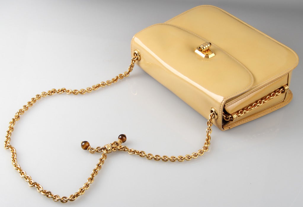 Women's Custom Gucci Patent Leather Handbag / Clutch with Tigers Eye