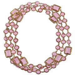 Vintage Pink Chanel Chiclet Necklace