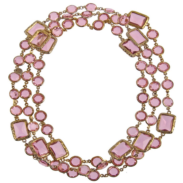 Pink Chanel Chiclet Necklace