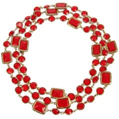 Long CHANEL Red Chiclet Neckalce