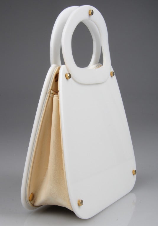 Vintage White Lucite Handbag by Koret In Excellent Condition In Chicago, IL