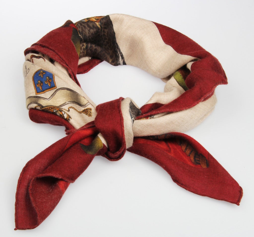 HERMES Falconry Cashmere  Scarf 