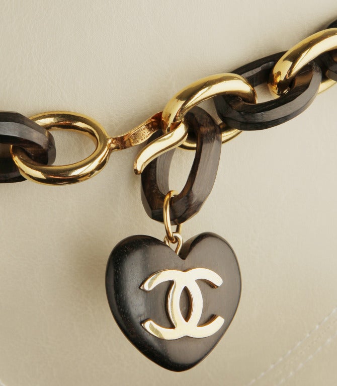 Rare CHANEL Wooden Heart Logo Belt- Necklace