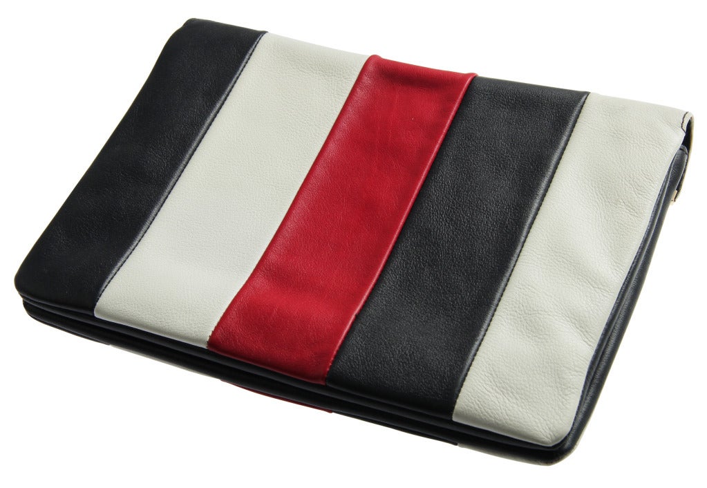 Red, White & Blue Valentino Clutch or Shoulder Bag In Excellent Condition In Chicago, IL
