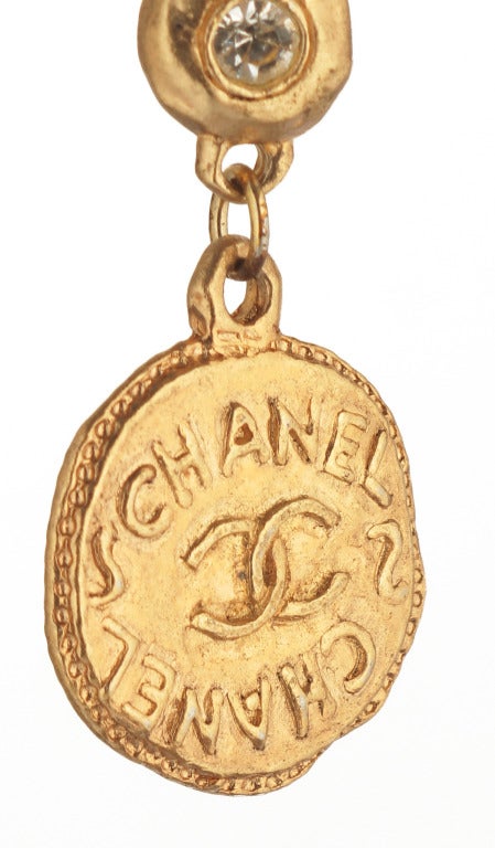 CHANEL Byzantine Logo Drop Earrings In Excellent Condition In Chicago, IL