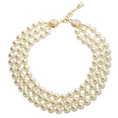 Chanel 3 Strand Pearl Necklace