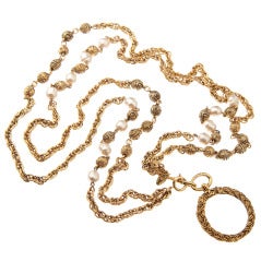 CHANEL Double Strand Necklace with Magnifier