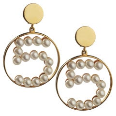 Unusual CHANEL Number 5 Earrings with Pearls
