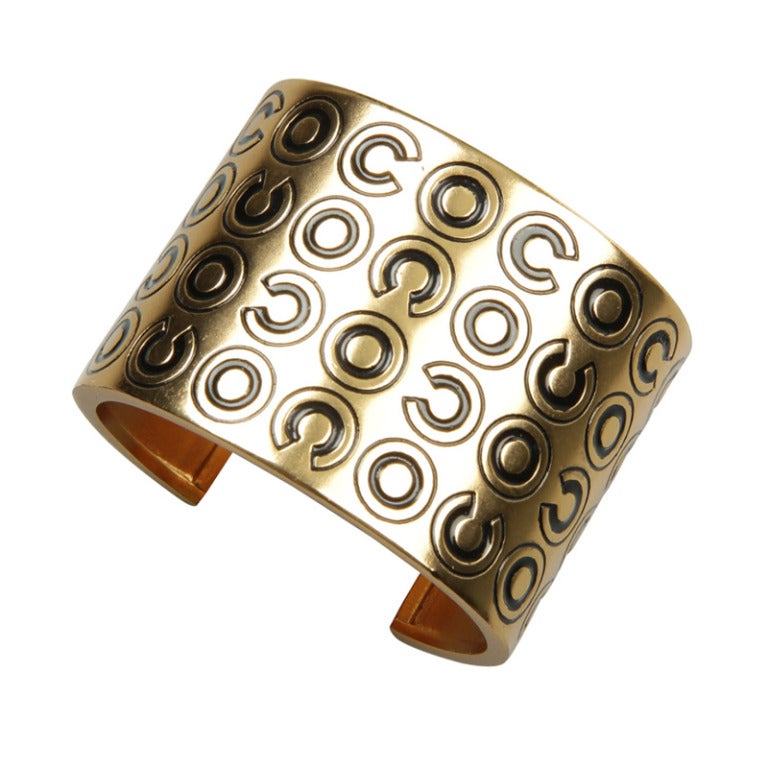 Wide COCO CHANEL Cuff Bracelet at 1stdibs