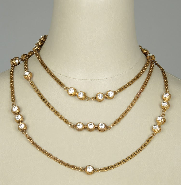 CHANEL Long Rhinestone and Chain Necklace 1