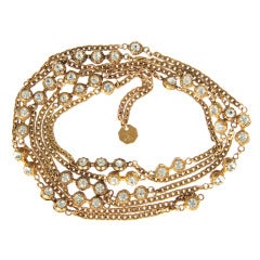 CHANEL Long Rhinestone and Chain Necklace