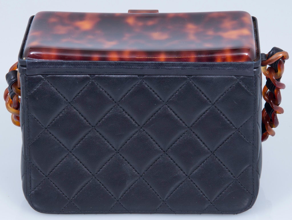 CHANEL Black Leather Box Bag 3