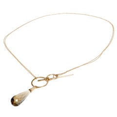 Gold Plated Necklace with Smoke Colored Stone