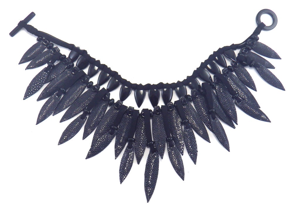 Georgio Armani Runway Crystal and Shagreen Collar