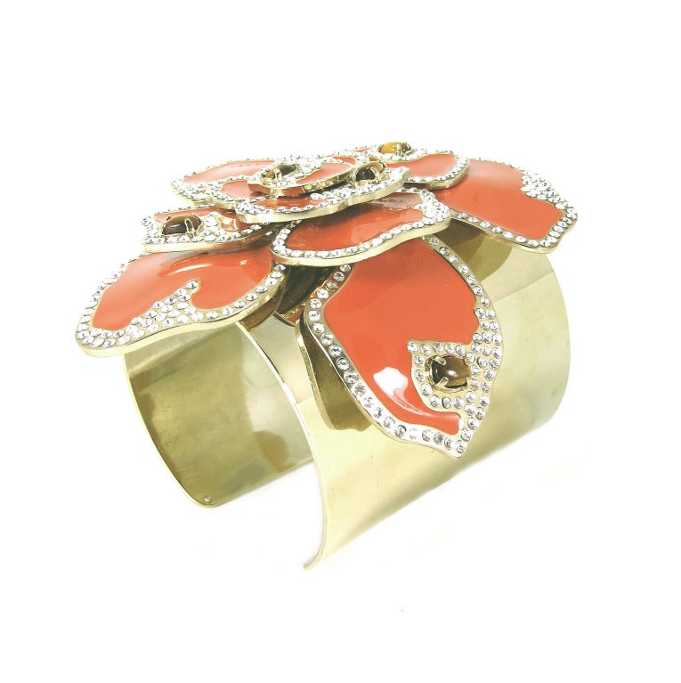 Women's Massive Valentino Enamel Flower Cuff Bracelet