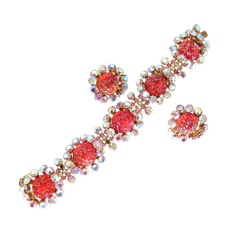 Rare and Stunning Schiaparelli Bracelet & Earrings