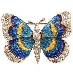 Gold, Enamel, and Diamond Butterfly Pin