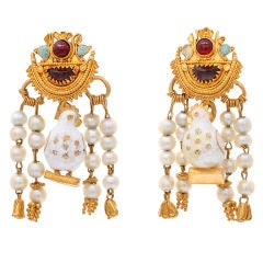 Jeweled Enameled Chick Earrings