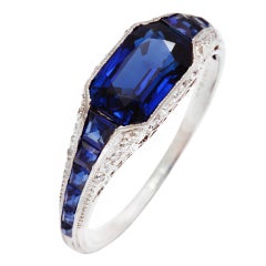 Art Deco TIFFANY Sapphire Diamond Platinum Ring