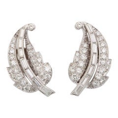 1930s Diamond Leaf Earrings