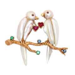 RUSER Natural Pearl Lovebirds Pin 
