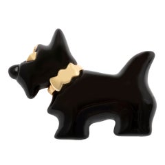Gold and Onyx Scottie Dog Brooch