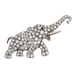 Art Deco Diamond Elephant Brooch
