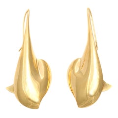 1960's Gold Dolphin Drop Earrings