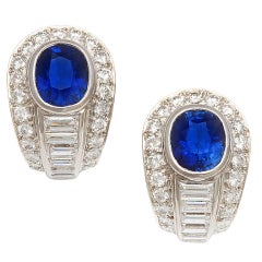 CARTIER LONDON Sapphire Diamond Earrings