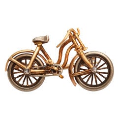 Victorian Gold and Silver Bicycle Brooch