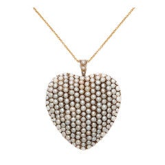 Victorian Heart of Gold set with Natural Pearls