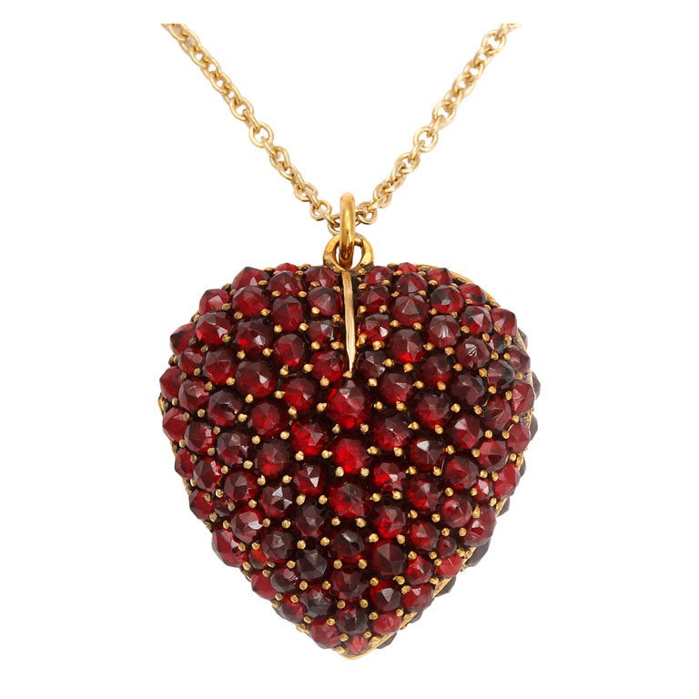 Victorian Garnet Heart Locket Pendant