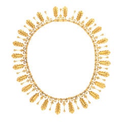 Eugène Fontenay Etruscan Revival Gold Fringe Antique Necklace
