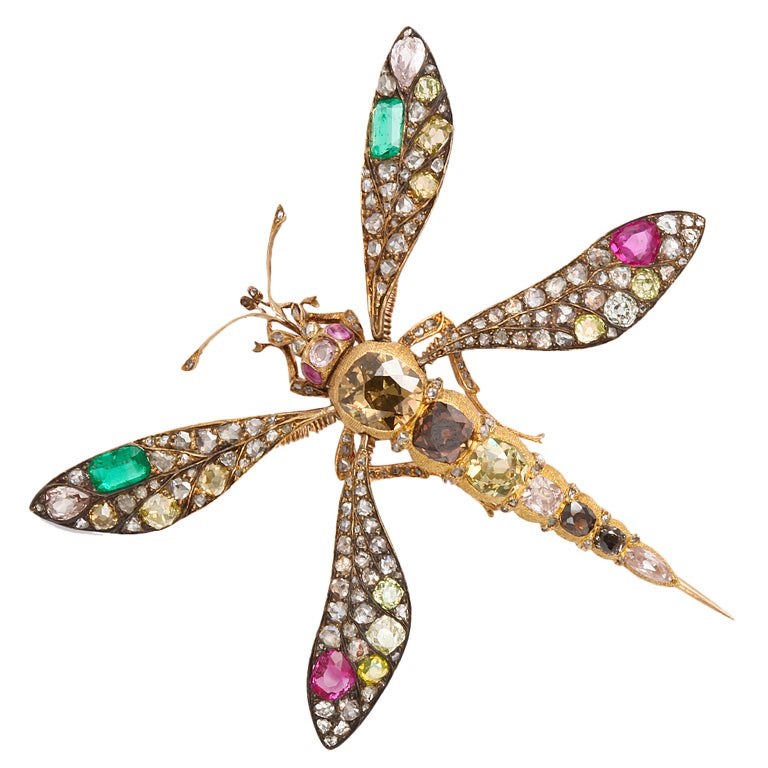Antique Jeweled Mosquito Brooch